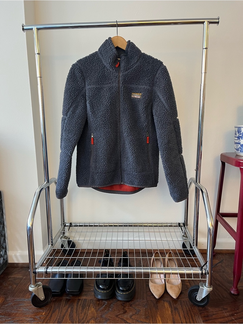 LL Bean Sherpa Slate blue zip up sherpa jacket
